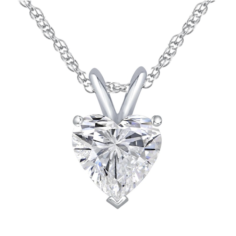 Heart Pendant with chain in 10K White Gold