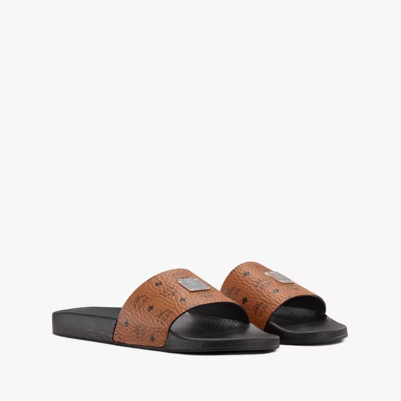 Men Cognac Visetos Slides - Size 46