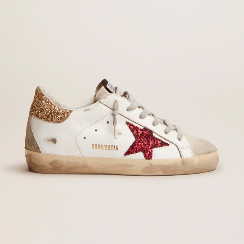 Women's Super Star Glitter Red Sneaker Color: Glitter Red Star Size 9