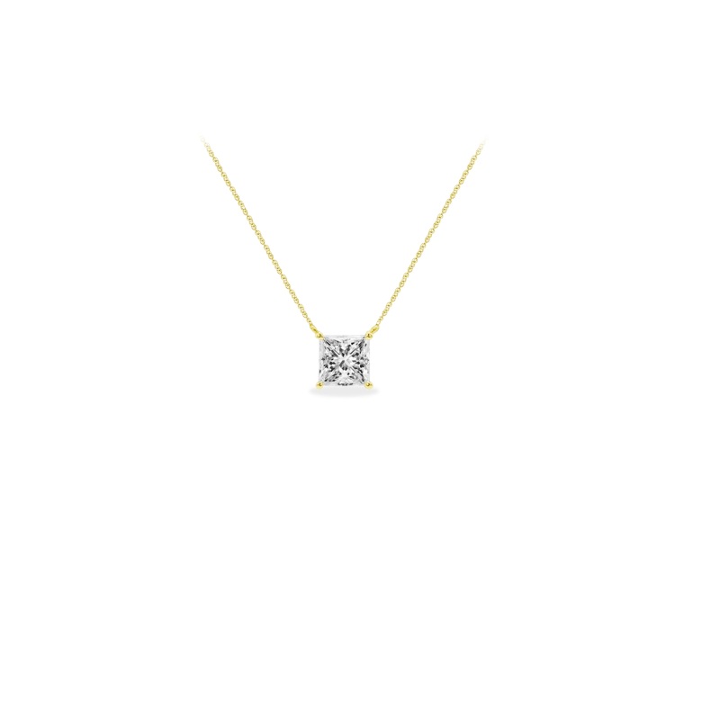 Princess Solitaire Necklace in 10K Yellow Gold