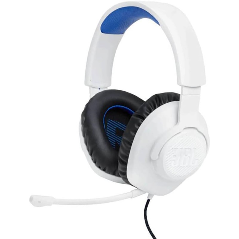 Quantum Wired 100P Over Ear Gaming Headset with Detachable Mic - (White-Blue)