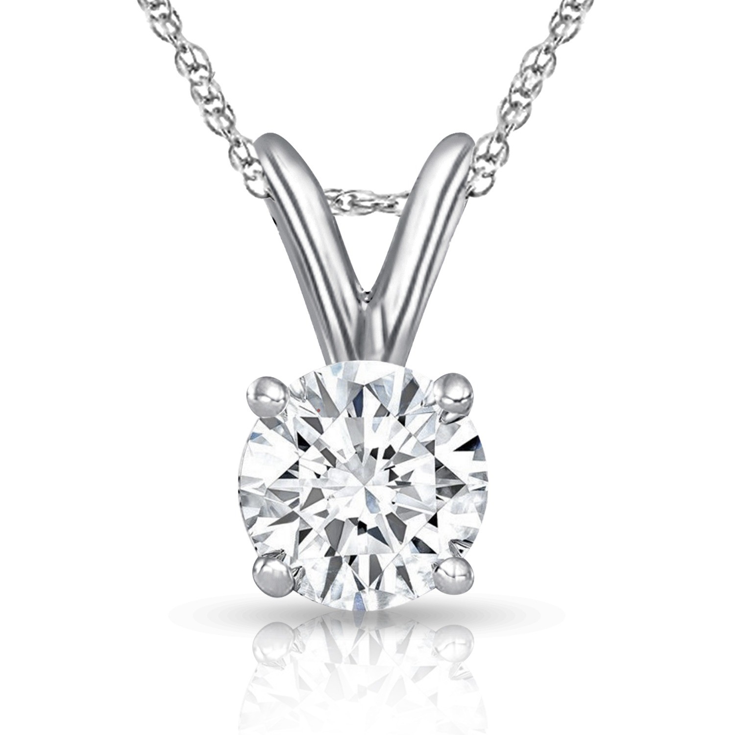 Round Lab Grown Diamond Pendant in 14K White Gold 0.20ct