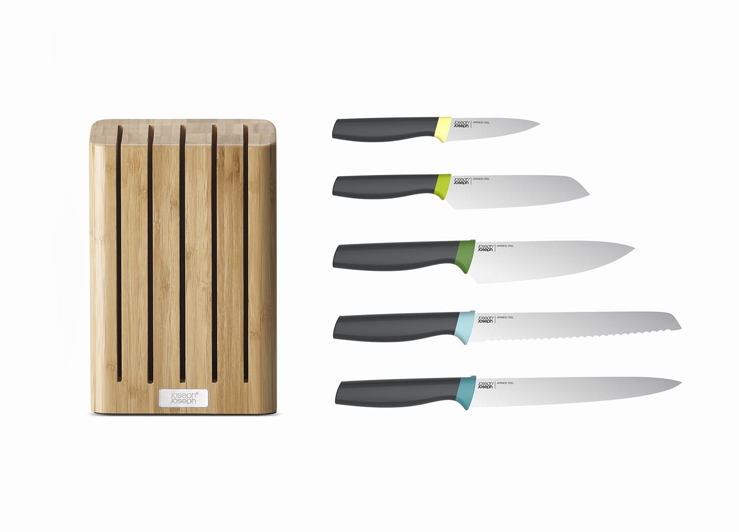Elevate 6pc Compact Bamboo Knife Block Set