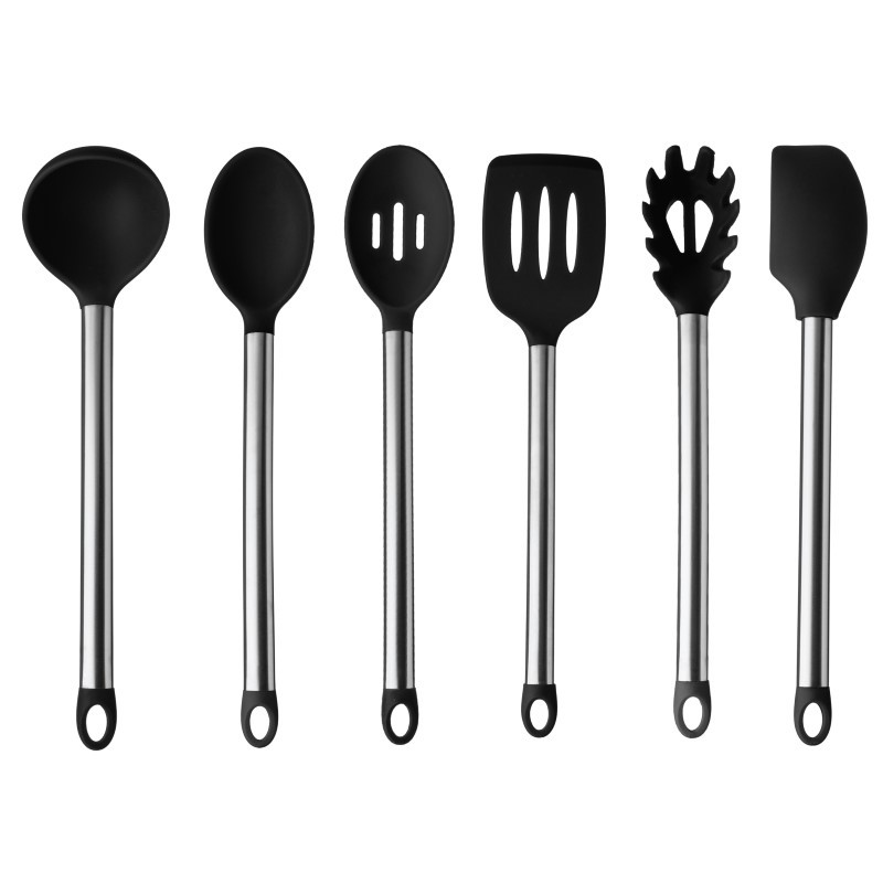 6 Pieces Silicone Utensil Set - Black