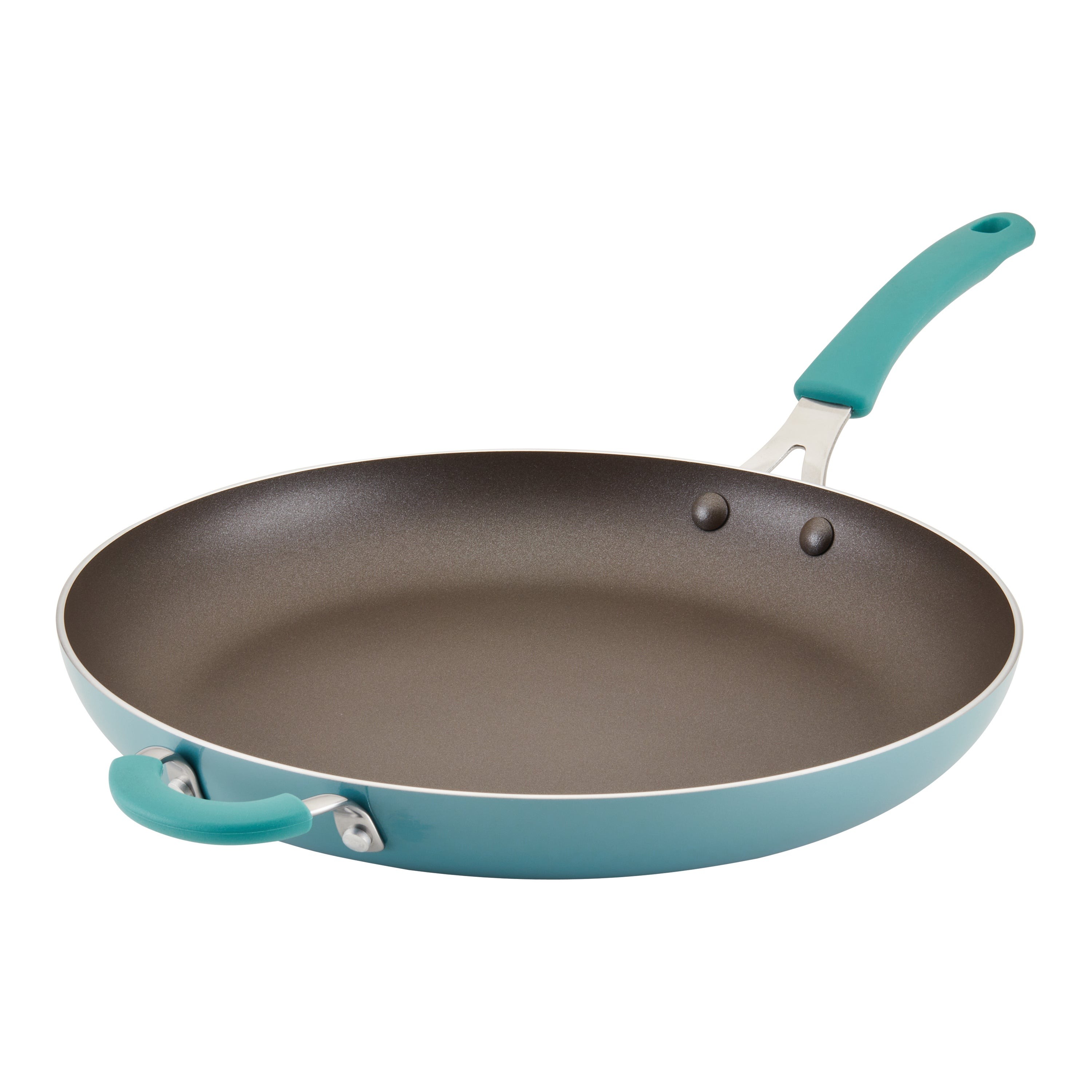 Cook + Create 14" Nonstick Fry Pan w/ Helper Handle Agave Blue