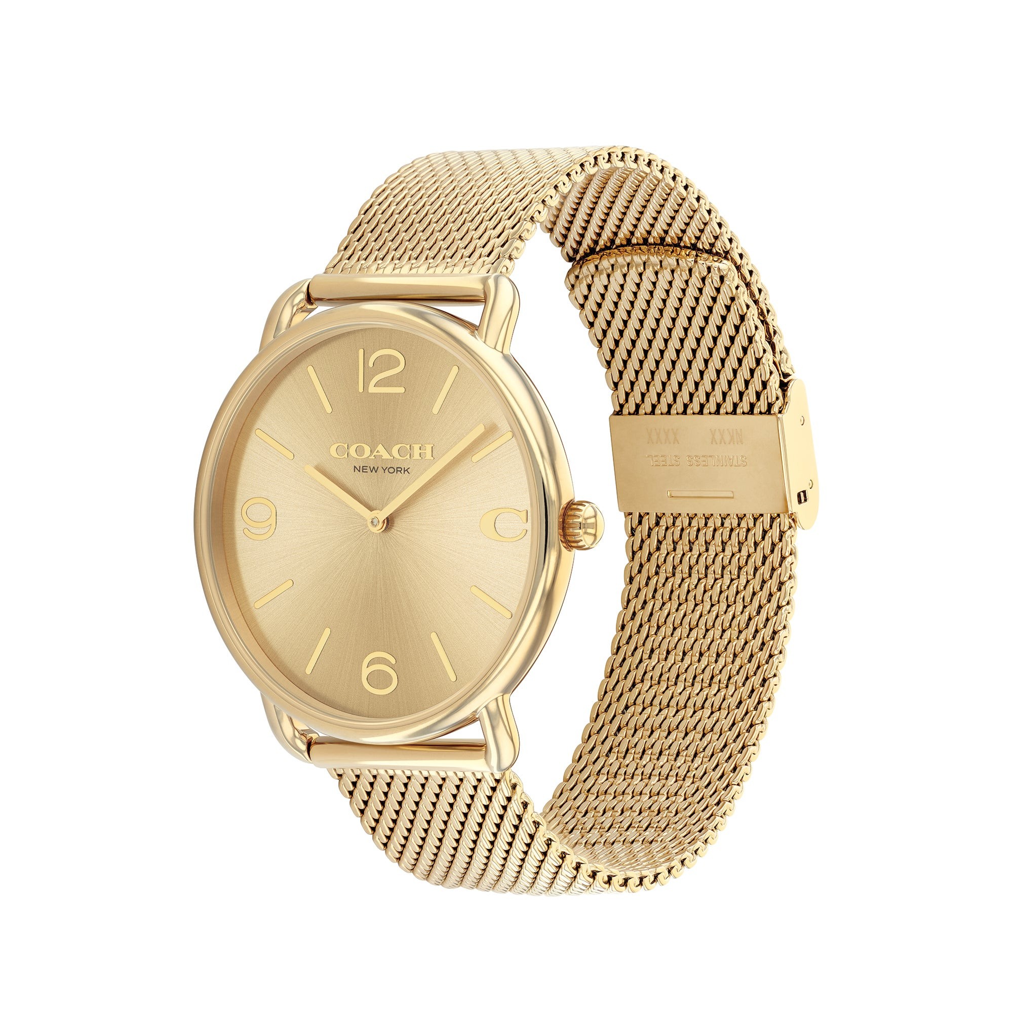 Men's Elliot Gold-Tone Stainless Steel Mesh Watch, Gold Dial