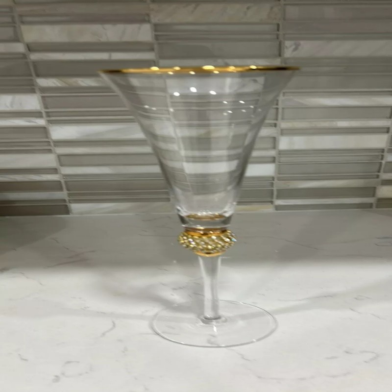 Fluted Champagne Glasses - (Pave Gold) - (Set of 4)