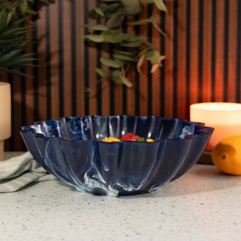 Resin Scalloped Bowl - Blue
