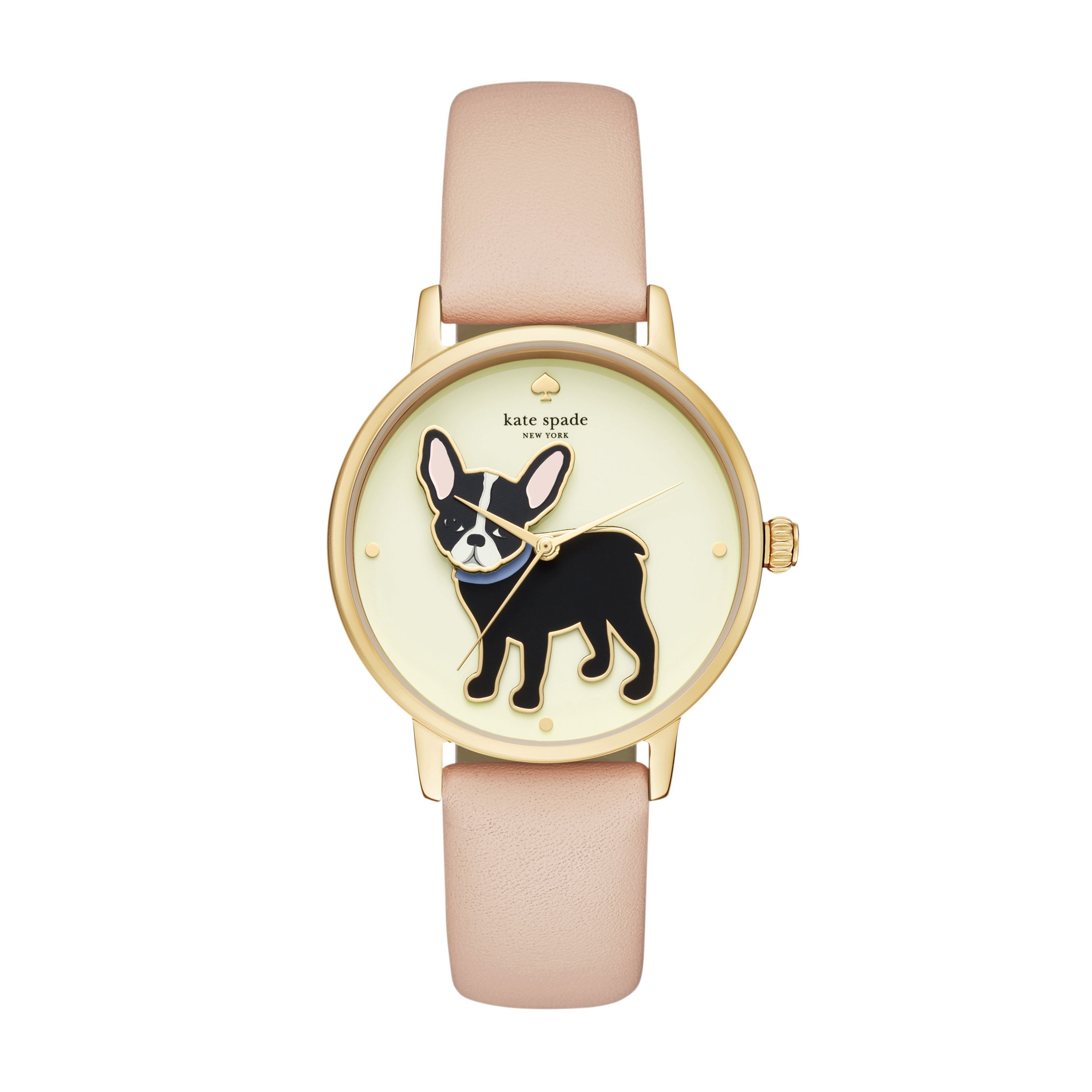 Ladies Metro Grand Vachetta Lther Watch French Bulldog Dial