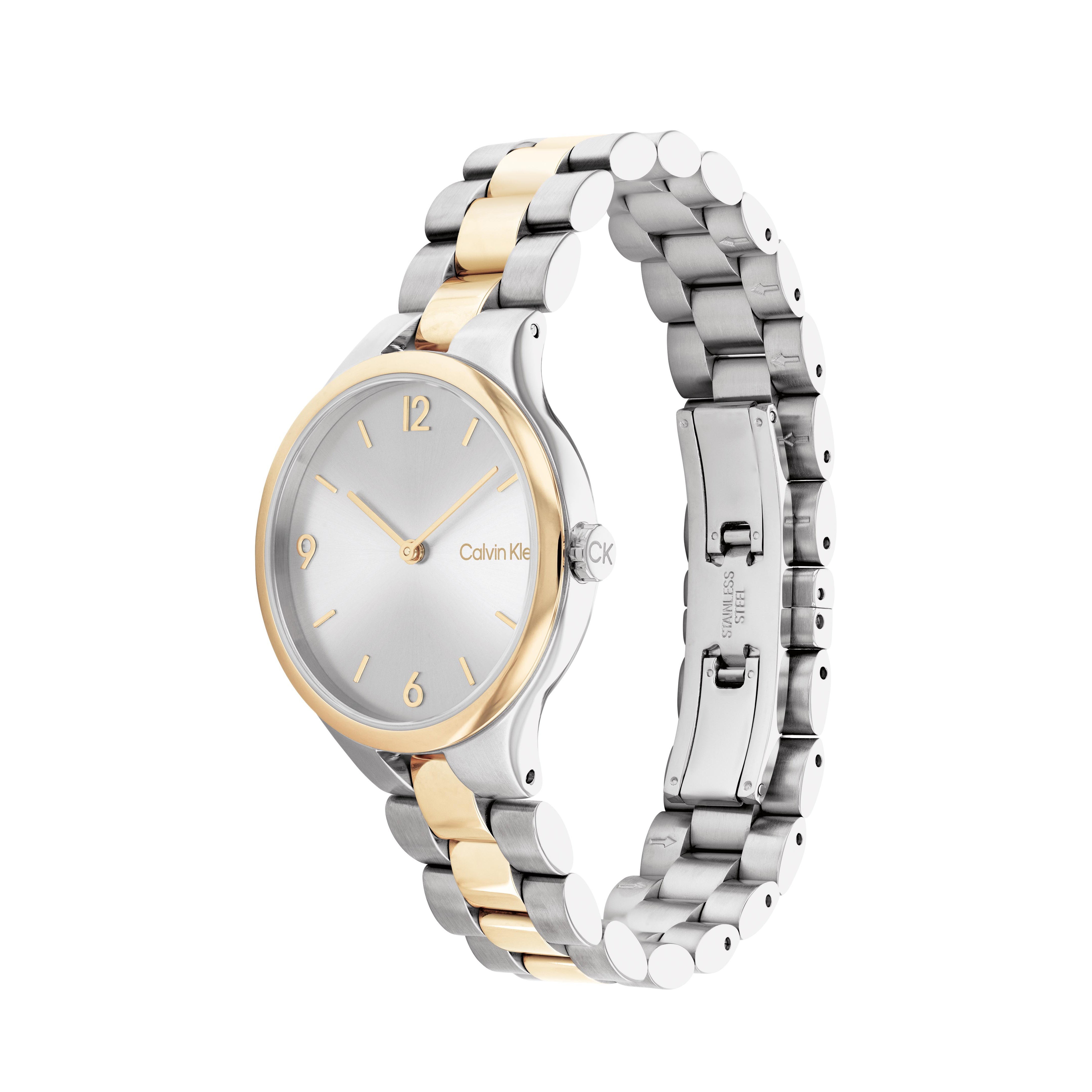 Ladies' Linked Silver & Gold-Tone Stainless Steel Watch, Silver Dial