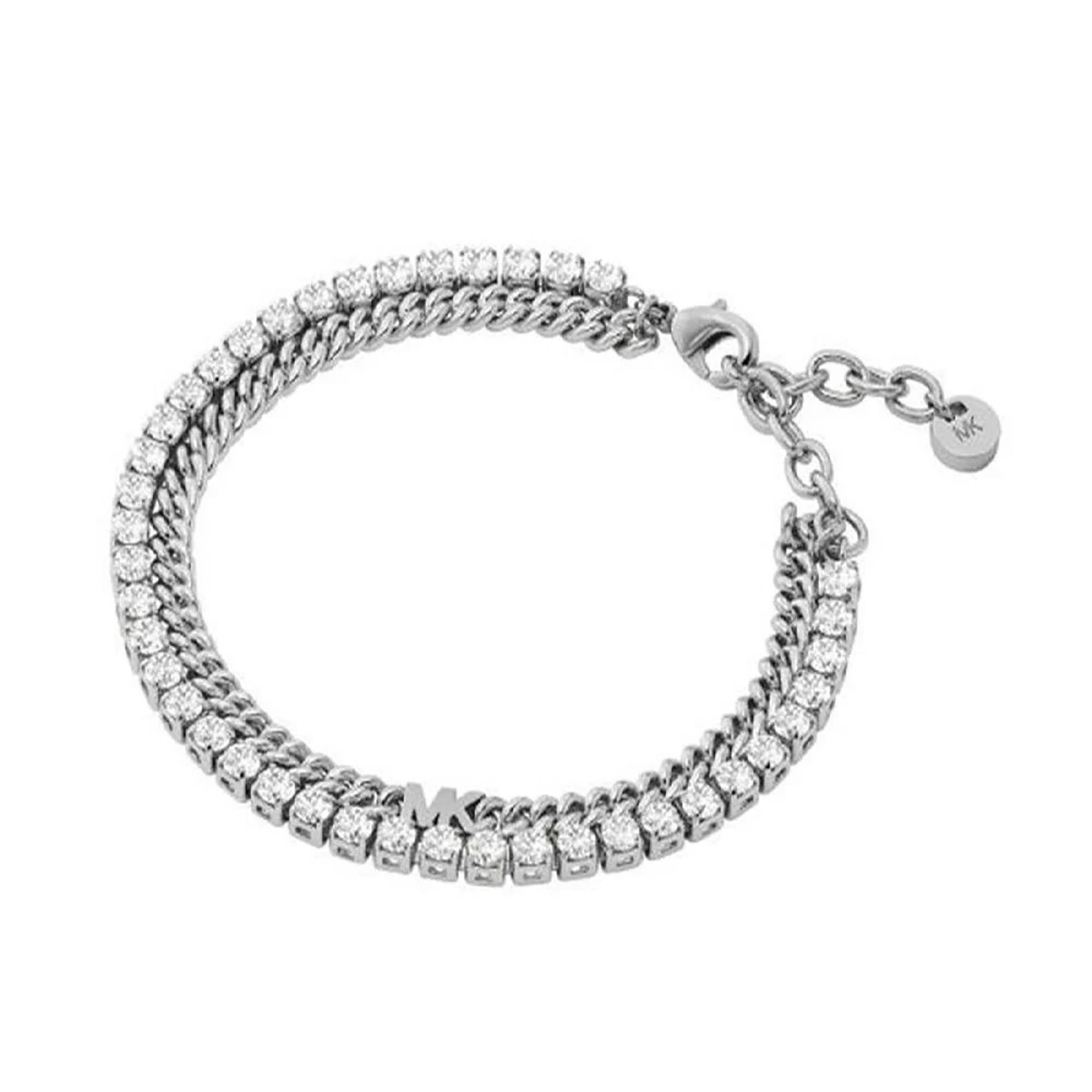 Ladies Double Layer Tennis Bracelet Silver