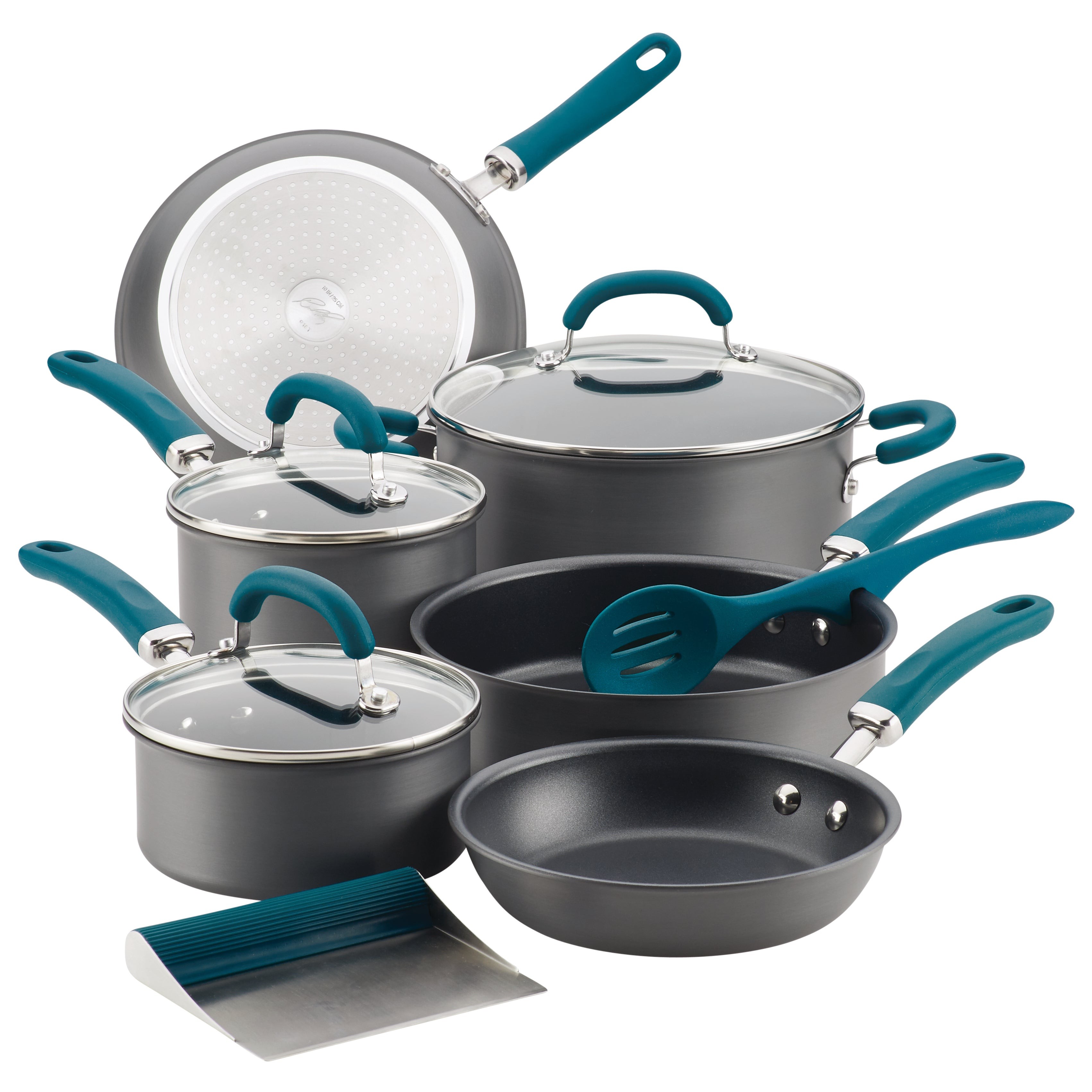 Create Delicious 11pc Hard Anodized Nonstick Cookware Teal