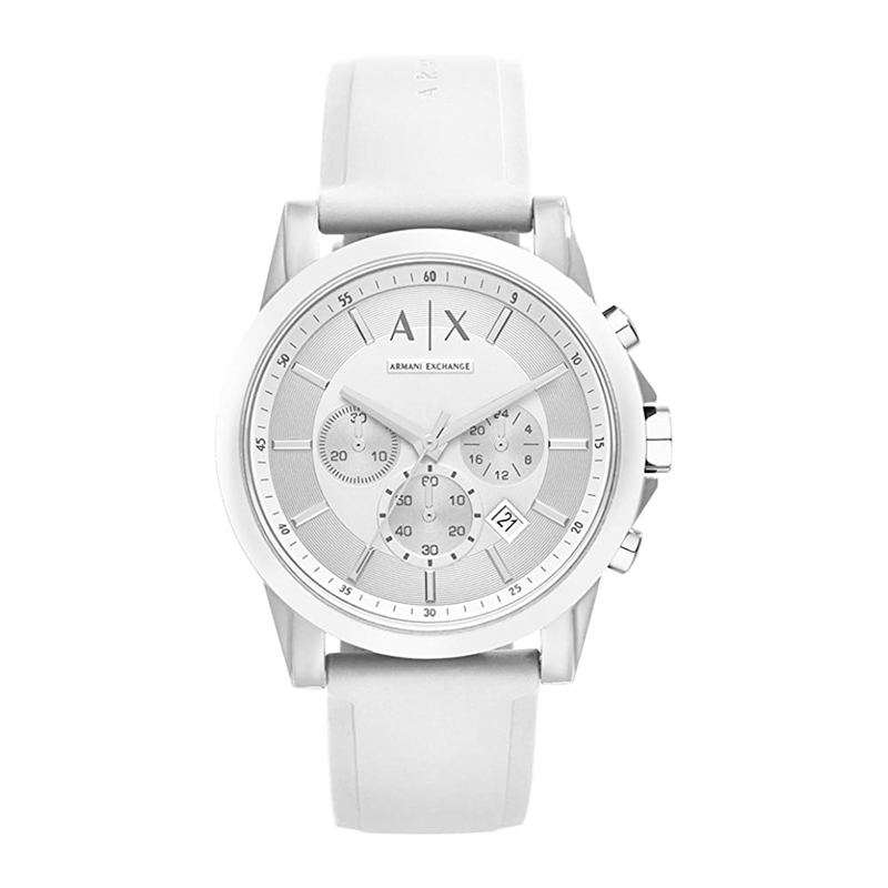 44mm Unisex Chronograph White Silicone Strap Watch