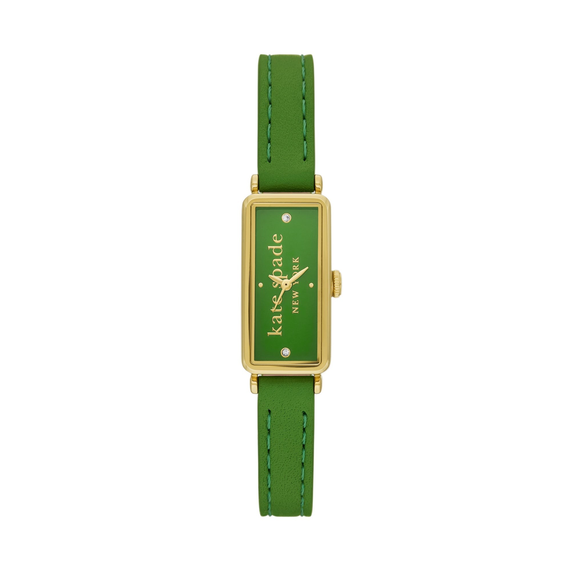 Ladies' Rosedale Gold & Green Leather Strap Watch, Green Dial