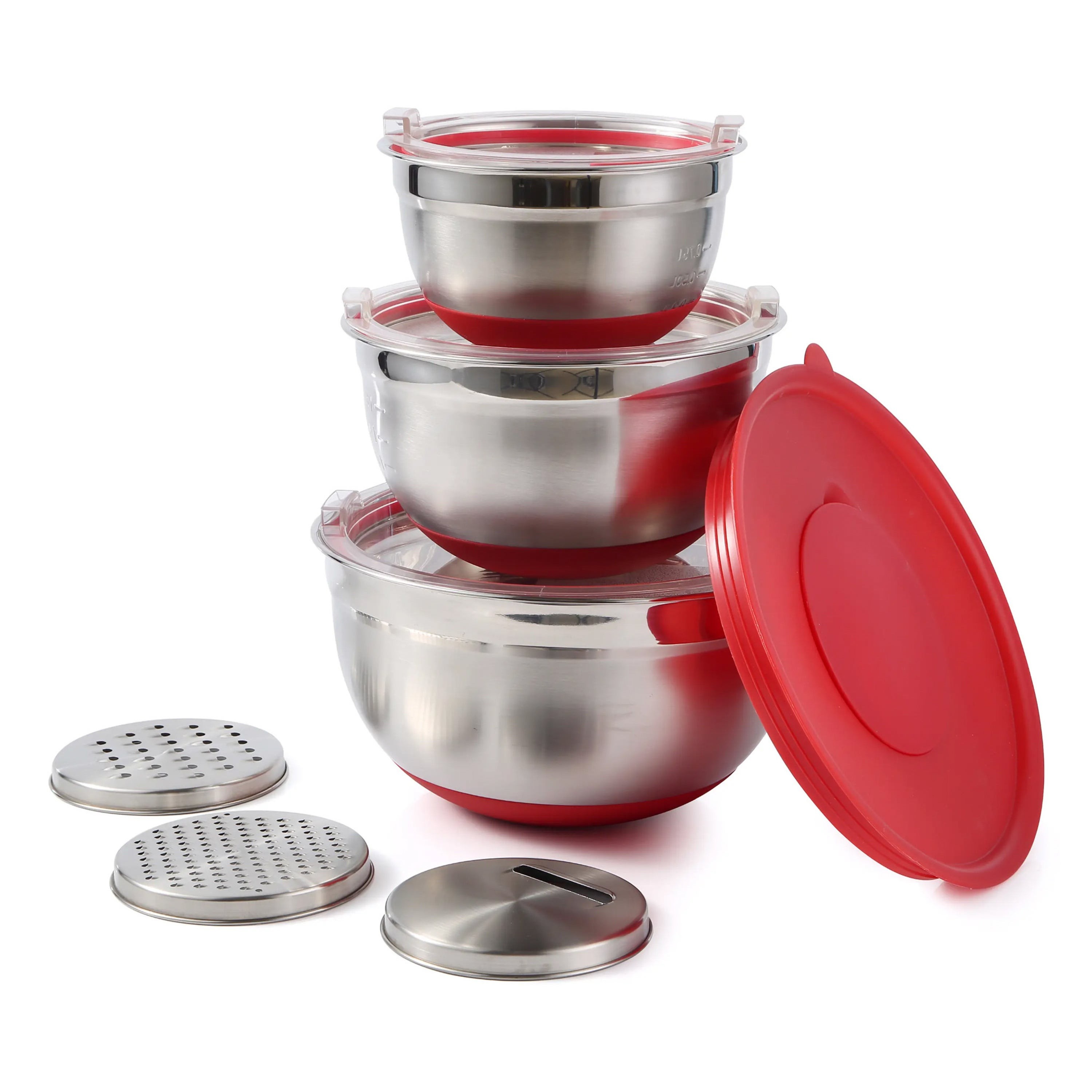 10pc 18/10 Stainless Steel Mixing Bowl Set Red