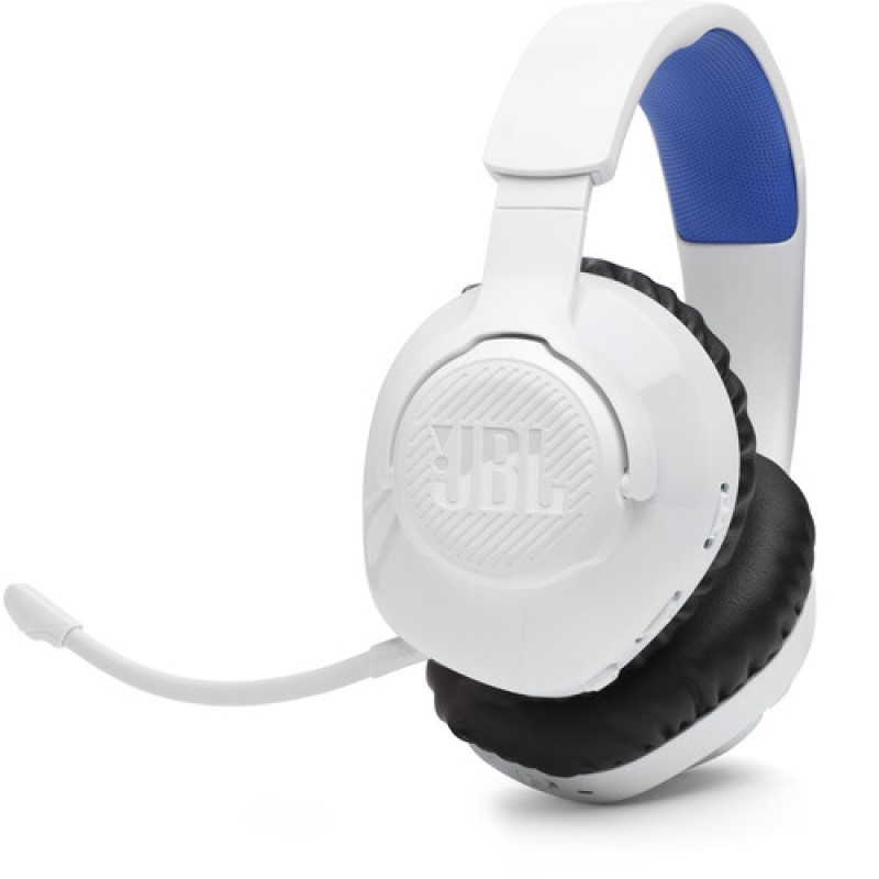 Quantum Wireless 360P Over Ear Gaming Headset with Detachable Mic - (White- Blue)