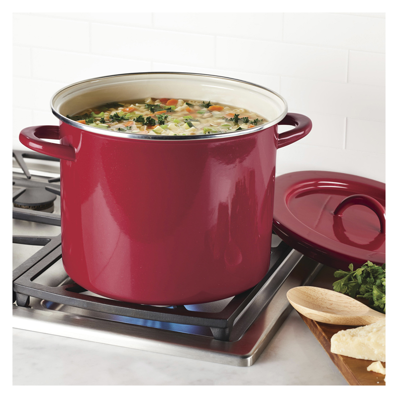 12 - Quart Create Delicious Enamel on Steel Stockpot - (Red Shimmer)