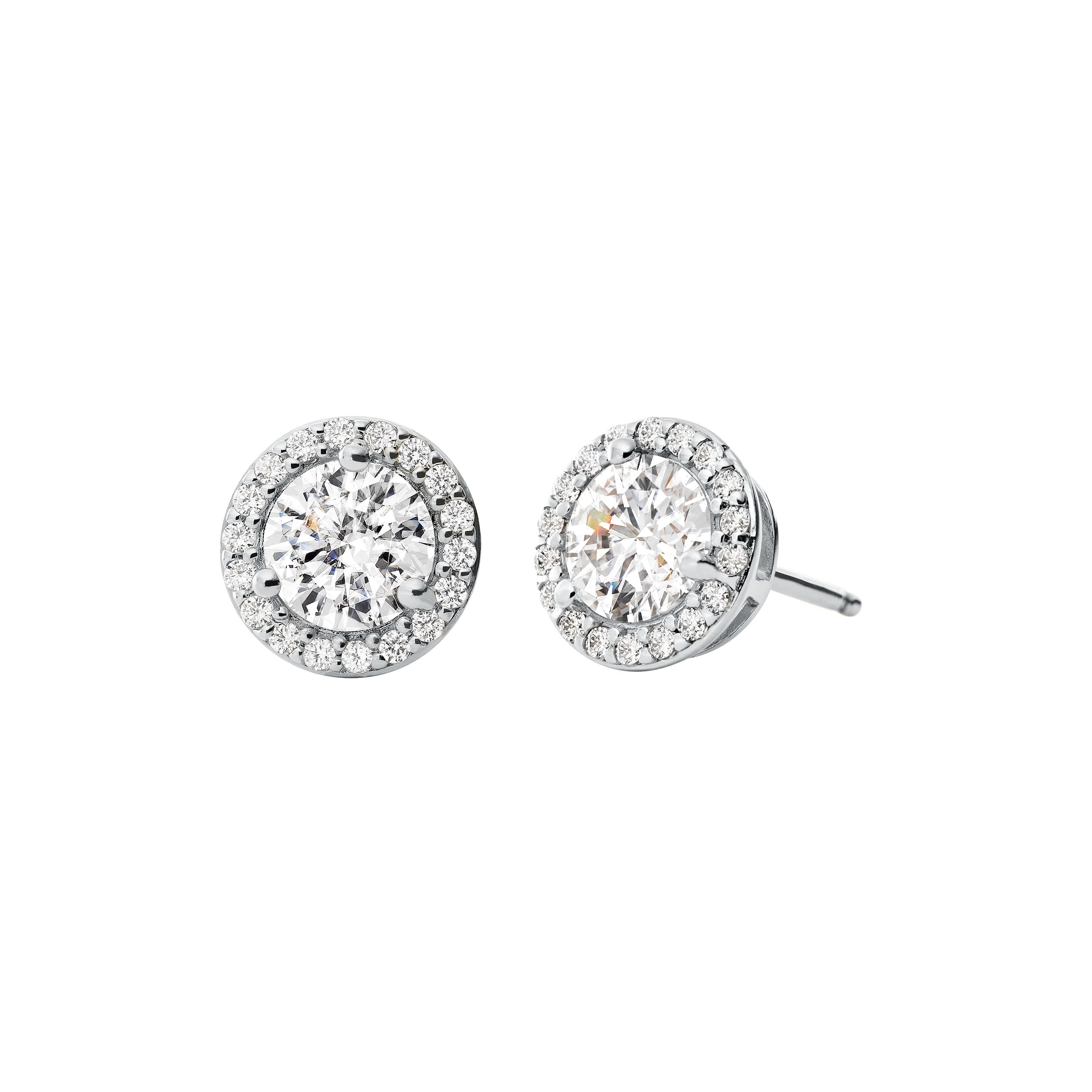 Sterling Silver Pave Round Stud Earrings