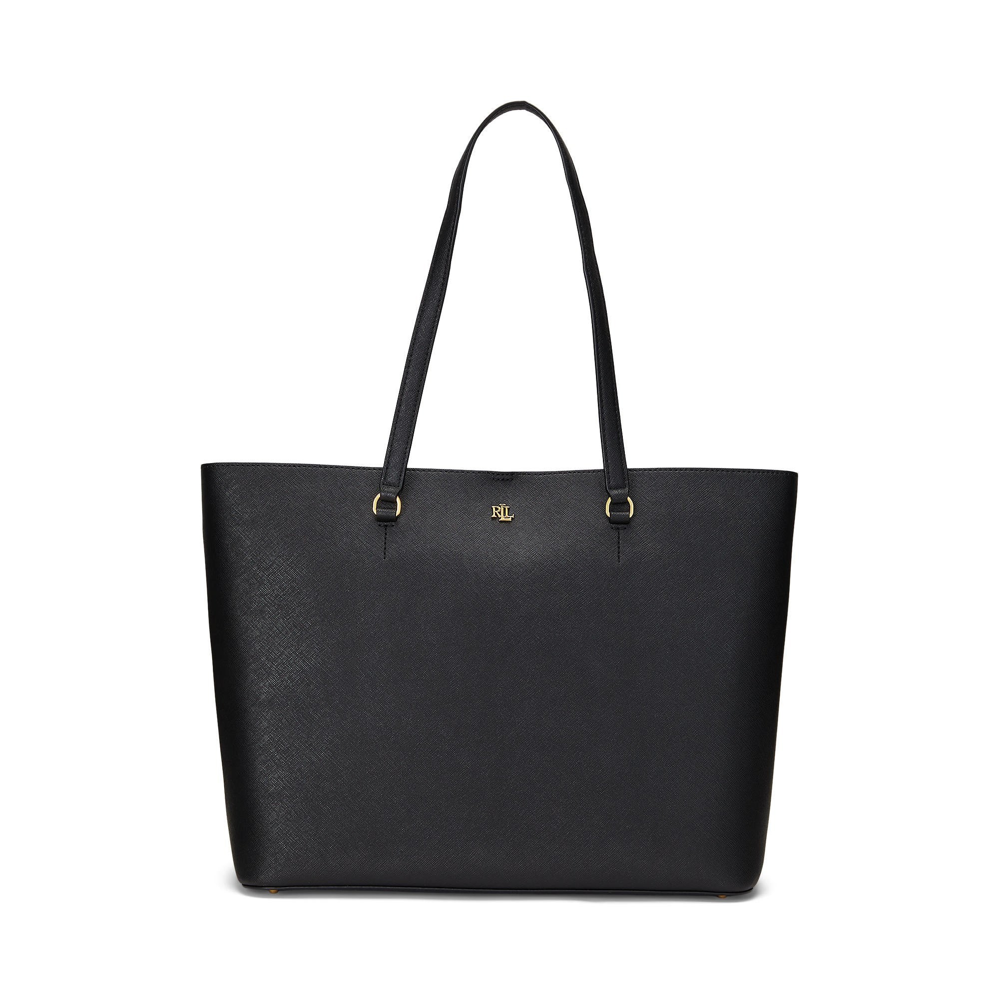 Karly Crosshatch Leather Large Tote Black