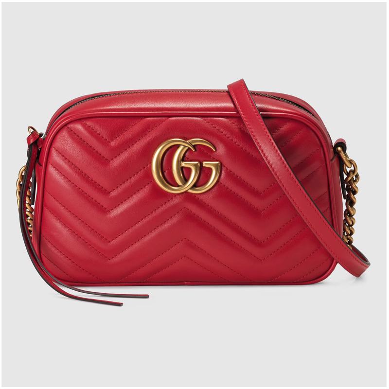 GG Marmount Small Matelasse Should Bag - (Red)