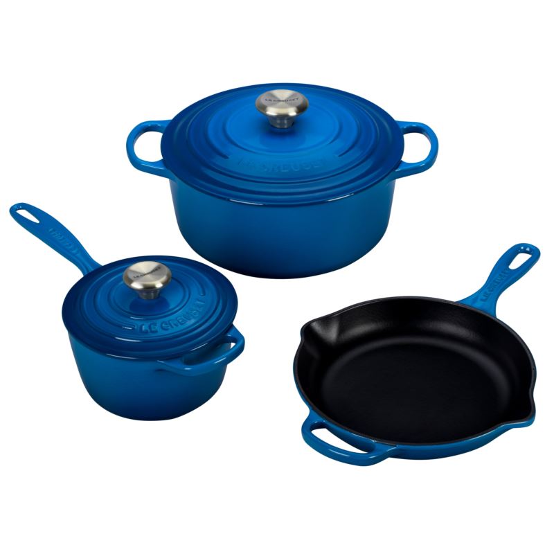 5 - Piece Signature Cast Iron Cookware Set - (Blue)