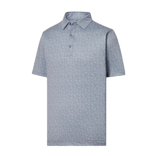 FootJoy Painted Floral Lisle Self Collar Polo, Grey, Size Large Large, Grey