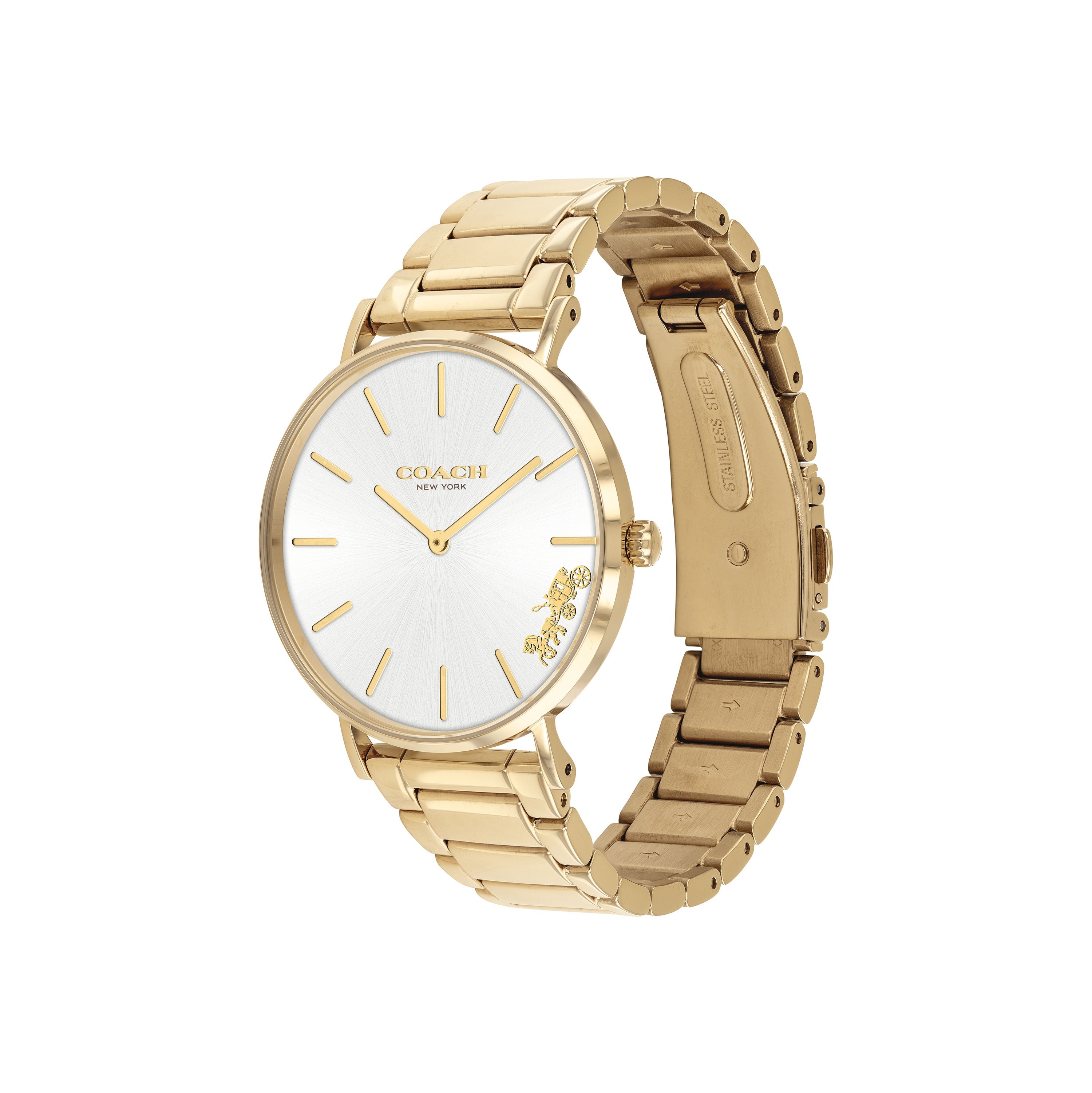 Ladies Perry Gold-Tone Stainless Steel Watch Gold Dial