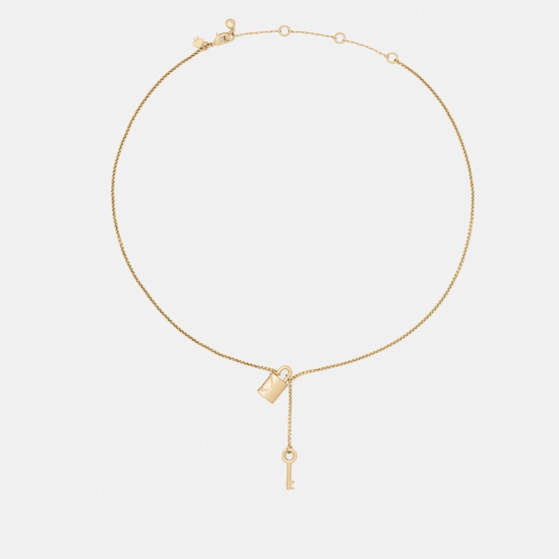 Spade Lock padlock and key pendant Gold