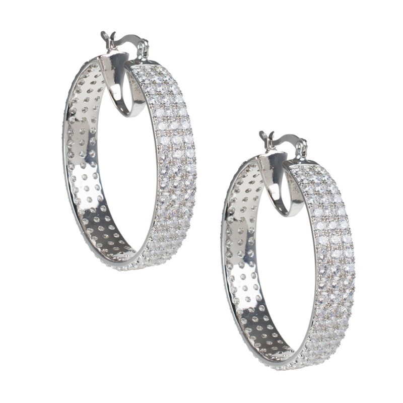 CZ by Kenneth Jay Lane Statement 3 row Hoop