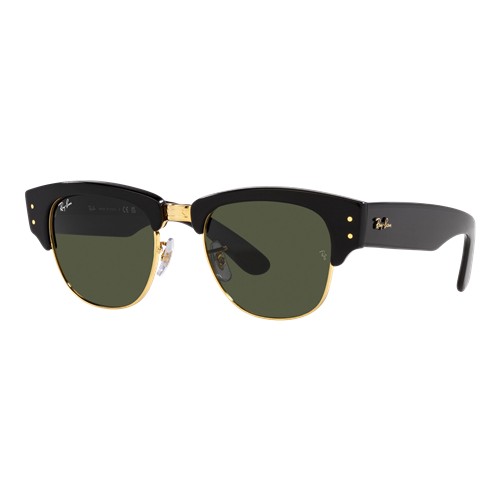 Ray-Ban Mega Clubmaster Sunglasses Black On Gold/Green Classic G-15, Size 53 Frame
