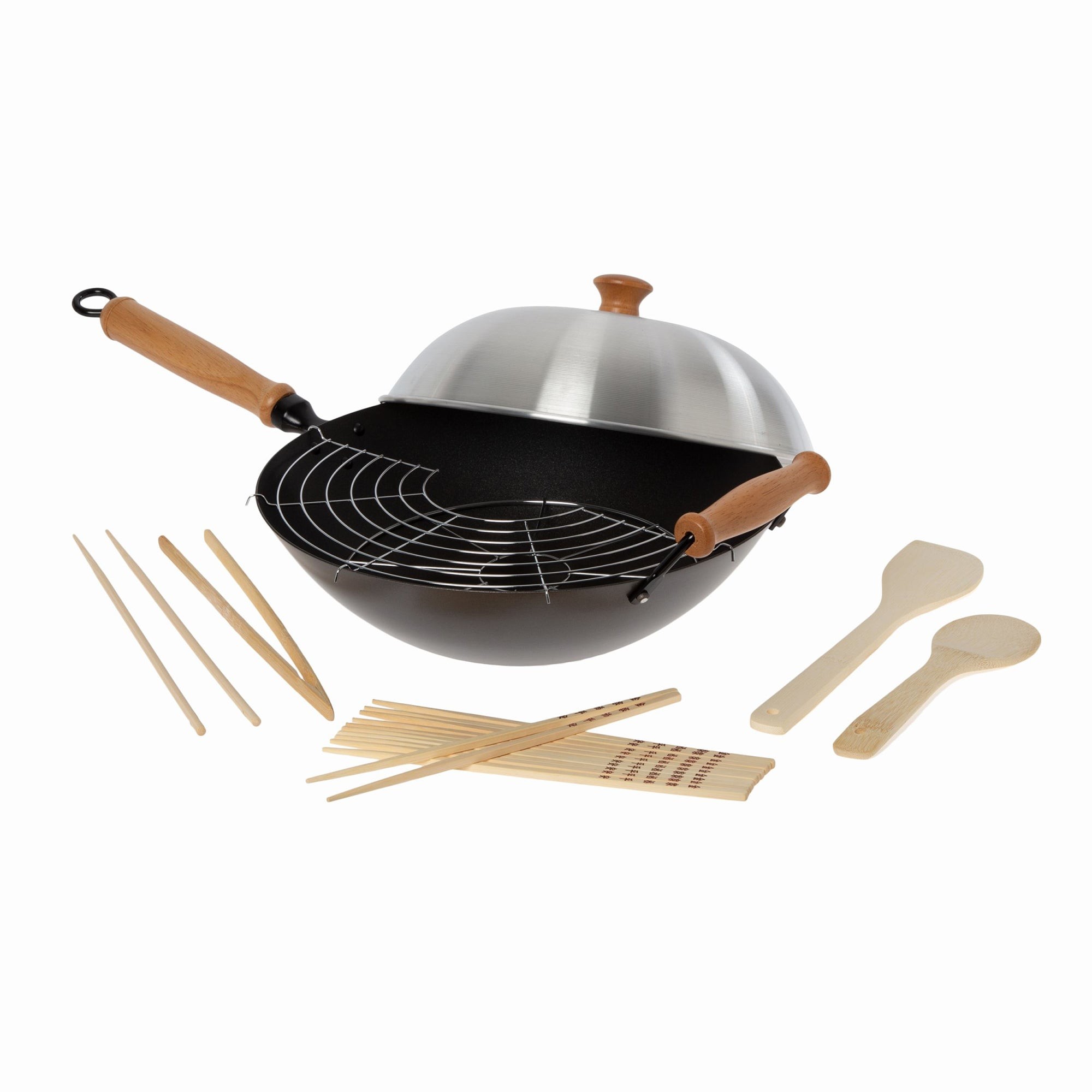 10pc 14" Carbon Steel Professional Series Wok Set