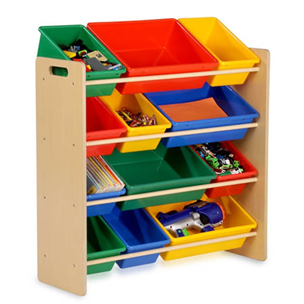 Kids Toy Storage Organizer w/ 12 Bins Natural