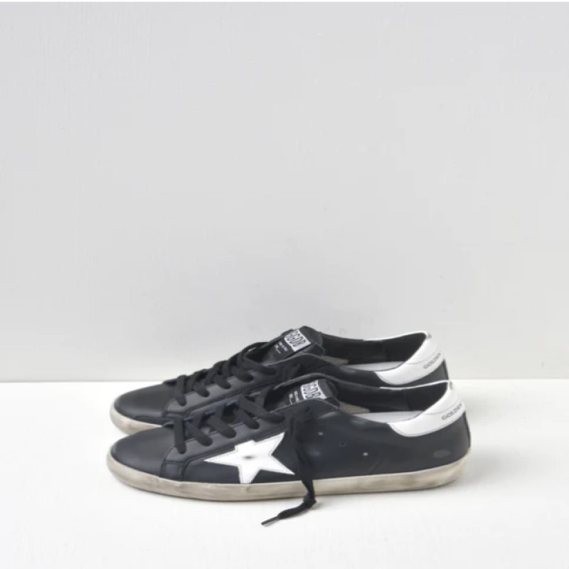 Size 9 Black Superstar Leather Sneakers