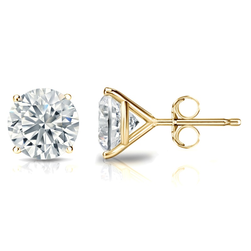 4 Prong Martini Set Stud Earrings in Yellow Plating