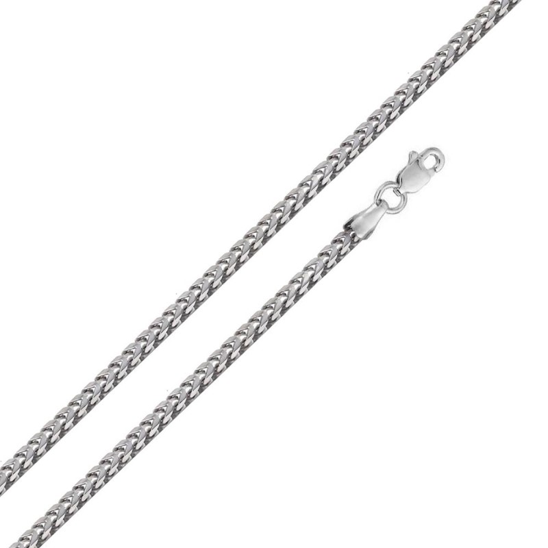 Rhodium Plated Hollow Round Franco Chain - (Sterling Silver)
