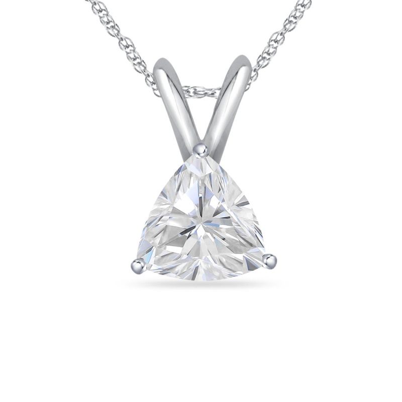 Trillion Pendant with chain in 10K White Gold