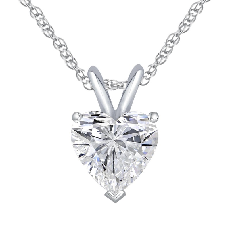 Heart Pendant with chain in 10K White Gold