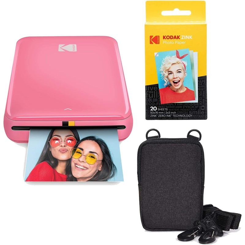 Step Mobile Instant Photo Printer 2x3" (Pink) & Photo Paper Go Bundle for iOS & Android