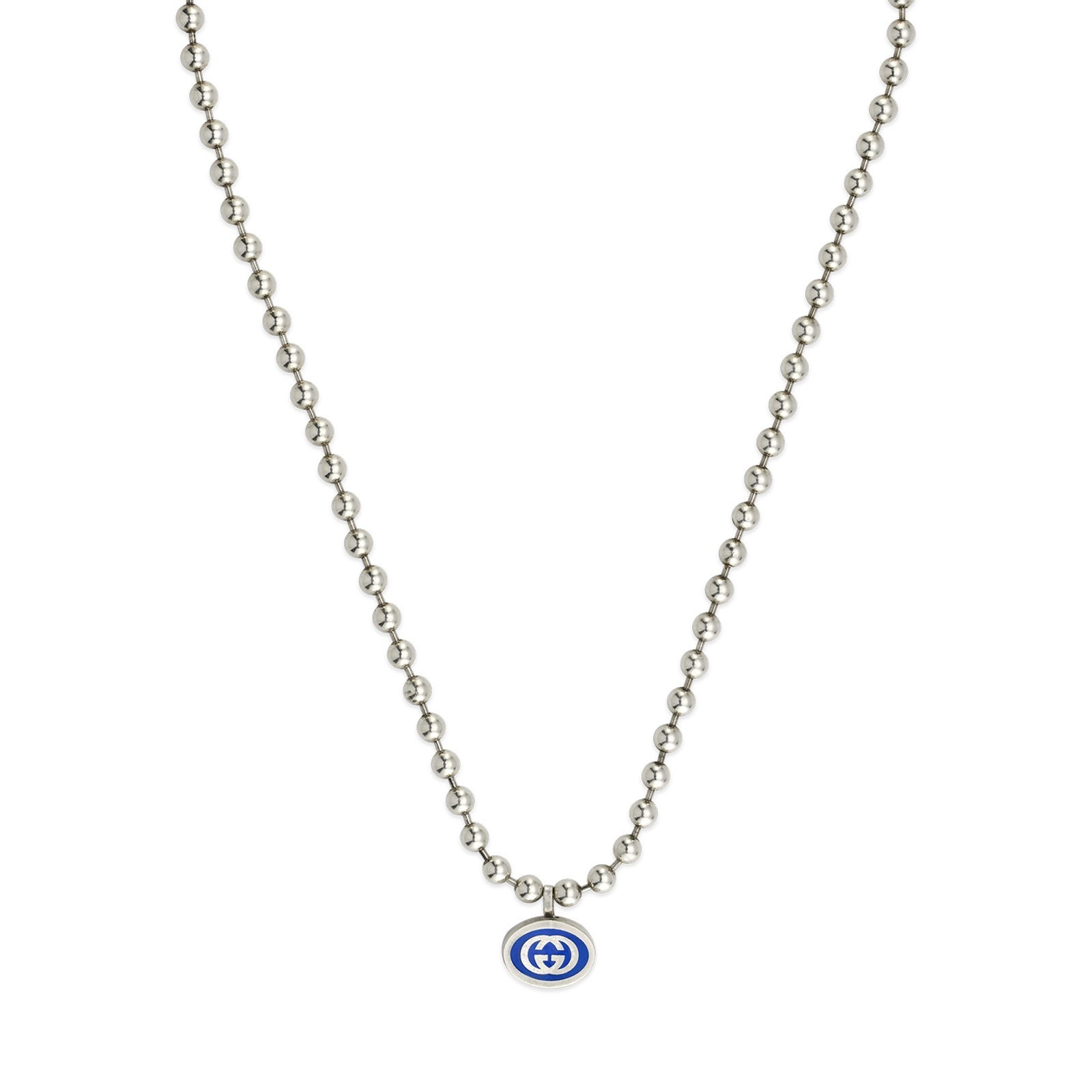 Interlocking G Boule Chain Necklace Blue