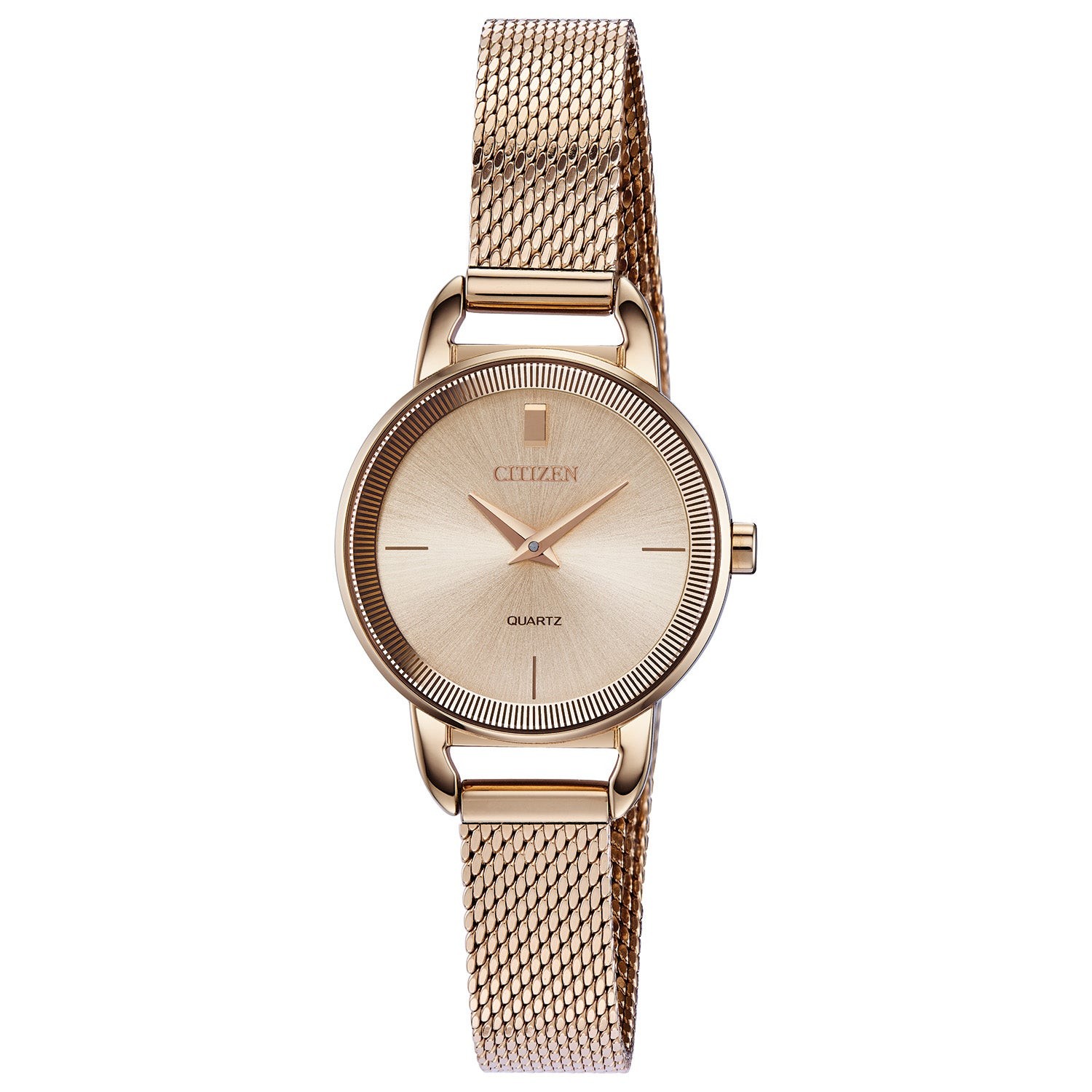 Ladies Rose Gold Stainless Steel Quartz Watch Rose Gold Dial