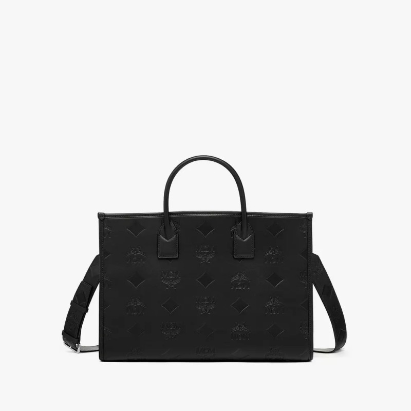 Munchen Tote in Maxi Monogram Leather (Black)