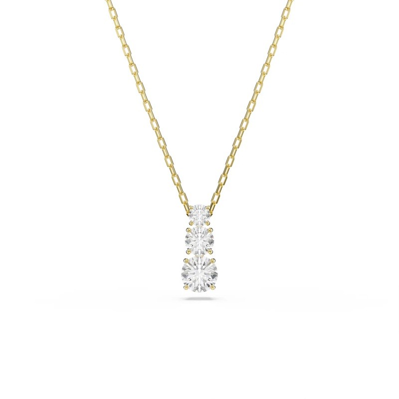 Stilla Attract pendant, Round cut, White, Gold-tone plated