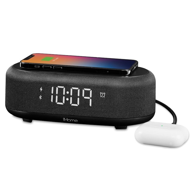 BT Alarm Clock with Wireless Charger & USB Charging Station