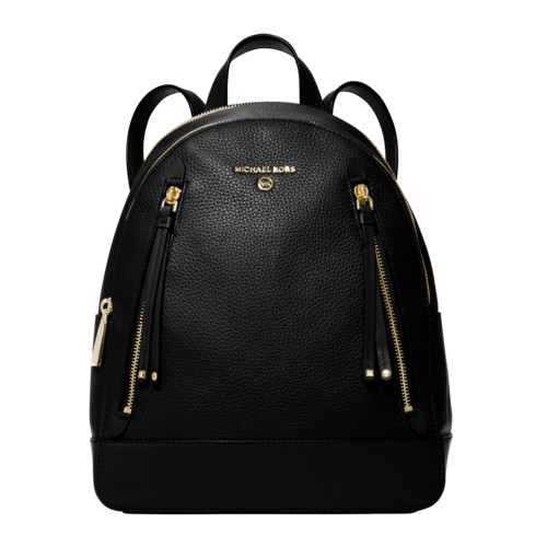 Michael Kors Brooklyn Medium Pebbled Leather Backpack, Black