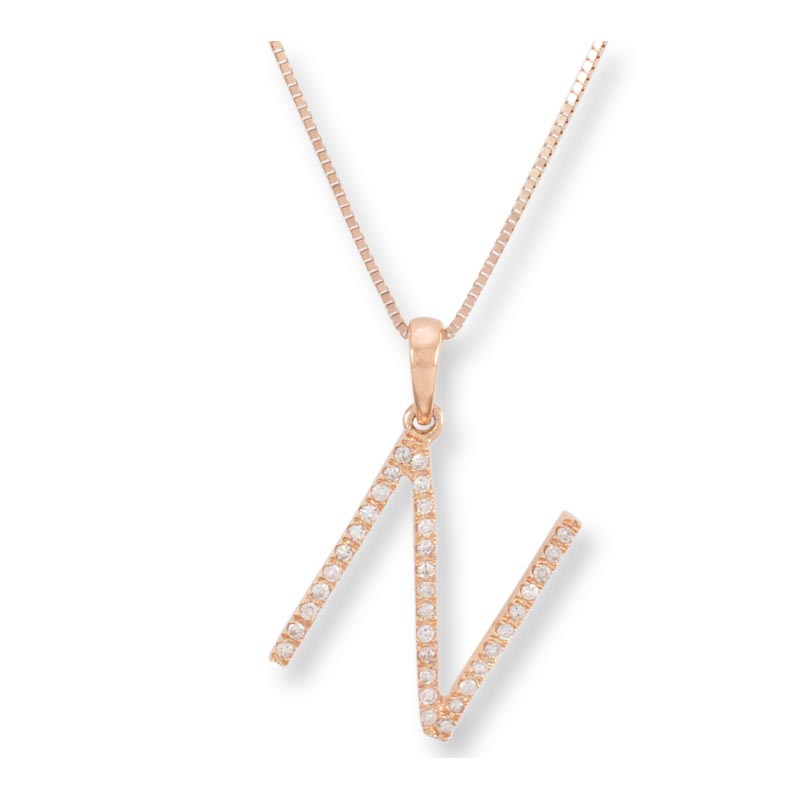 Diamond Initial N Necklace - (Rose Gold)