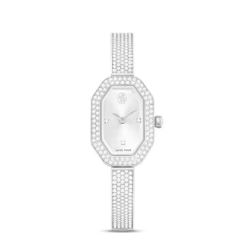 Dextera Bangle watch, Swiss Made, Metal bracelet, Silver tone, Stainless steel