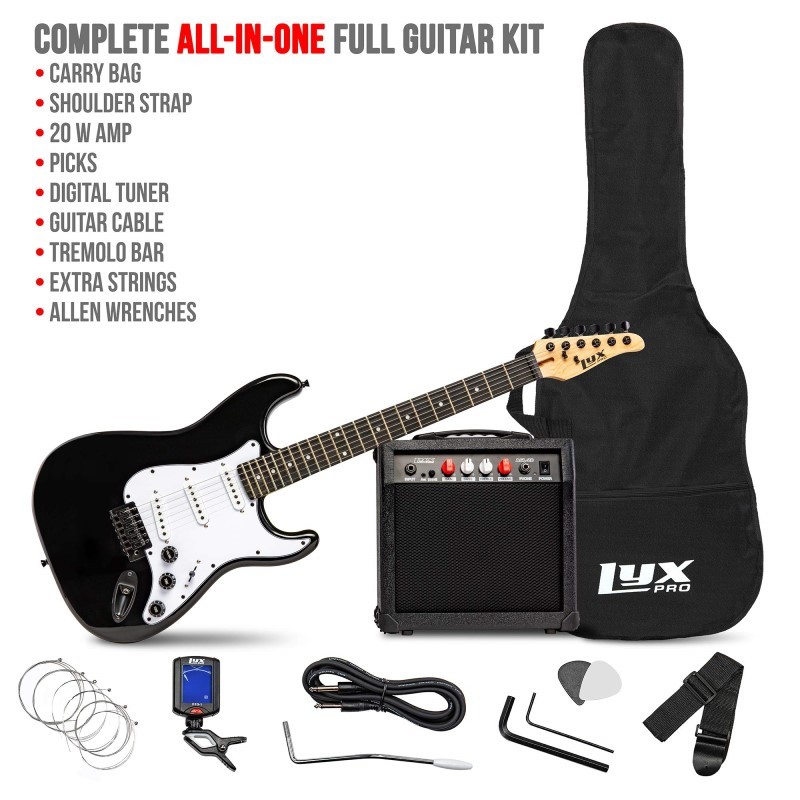 Electric Guitar Kit, 39” Electric Guitar with Amp & Electric Guitar Accessories, Black