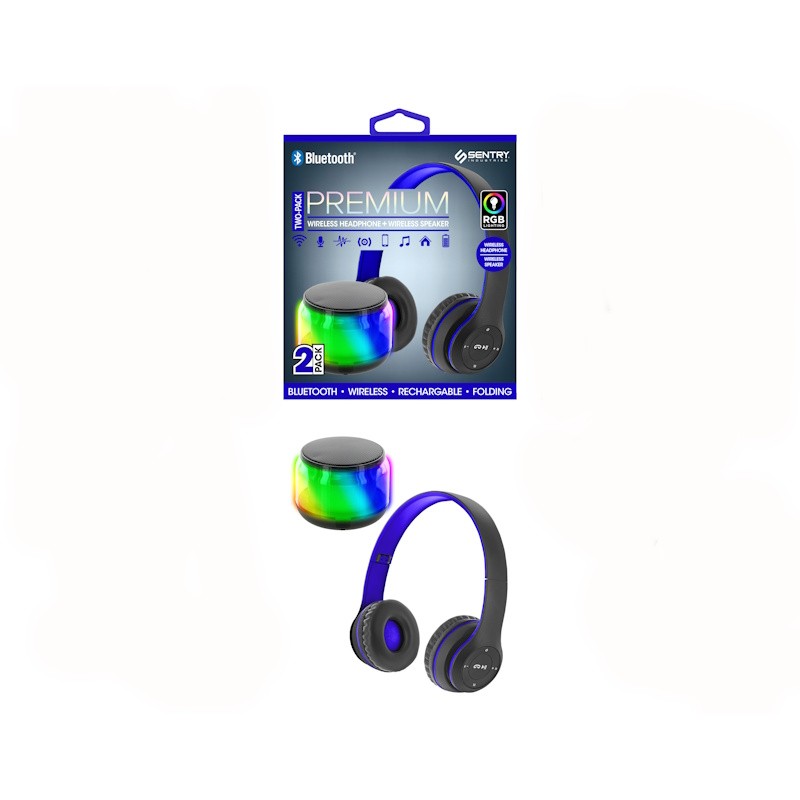 Blue BT Headphone with RGB Speaker