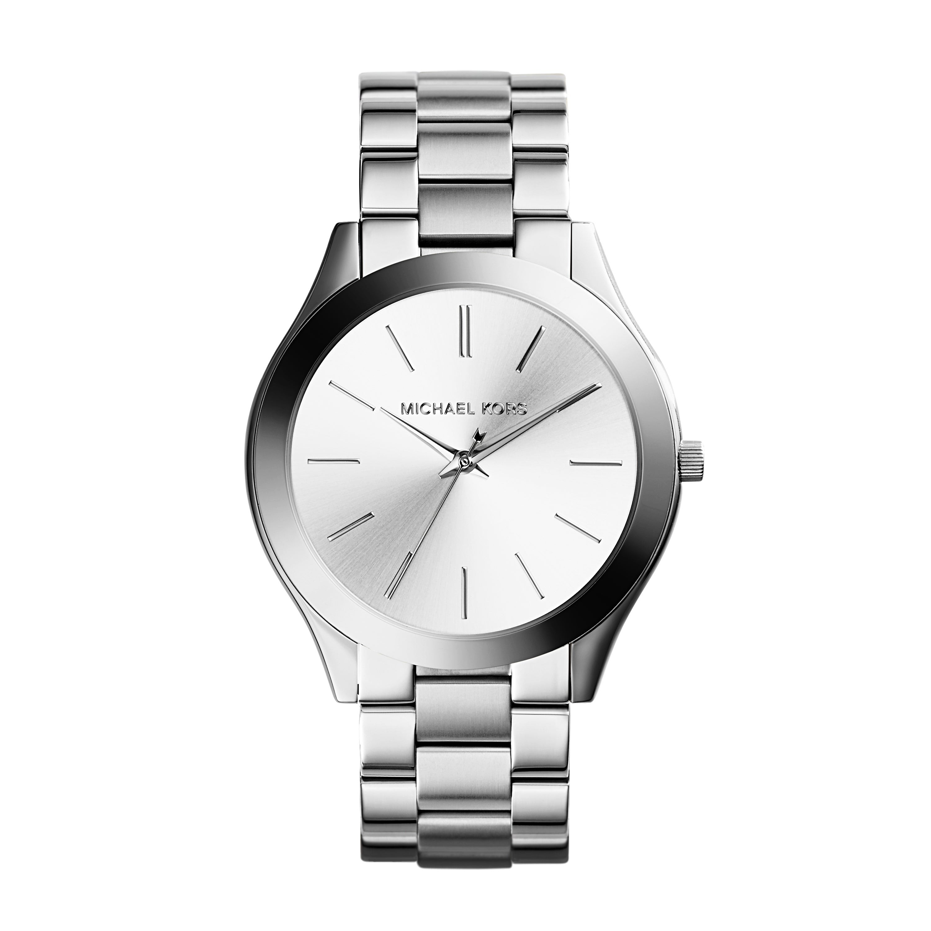 Ladies Slim Runway Silver-Tone Stainless Steel Watch Silver Dial