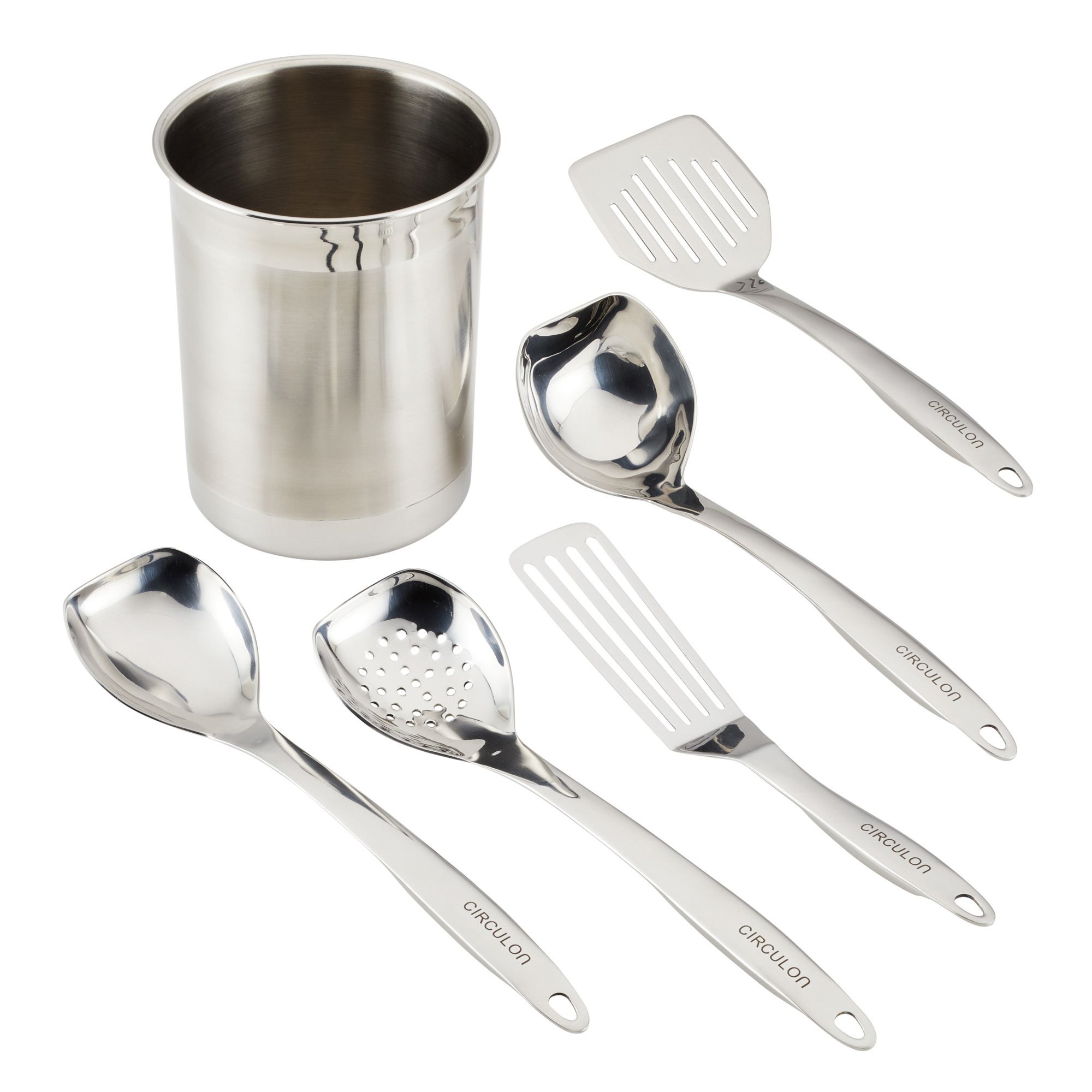 6pc Stainless Steel Kitchen Tools Set w/ Crock